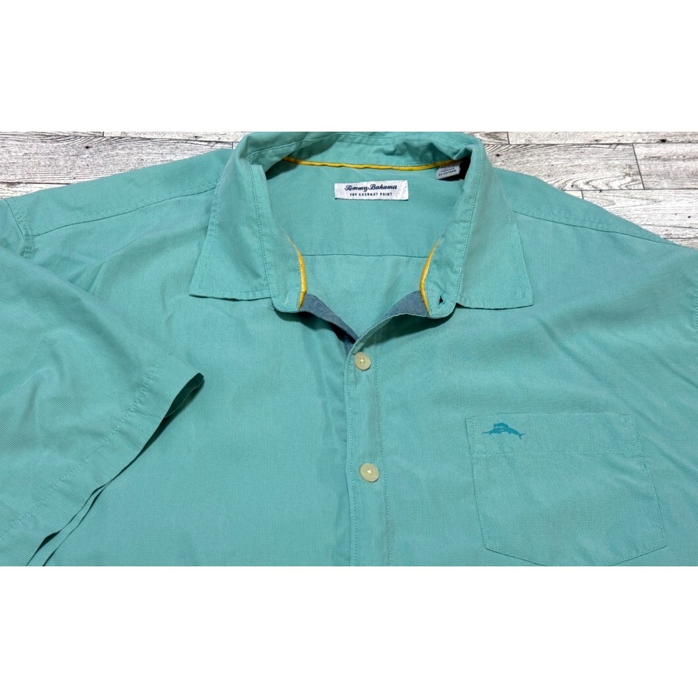 Tommy Bahama The Coconut Point Shirt 3XLB Aqua Green Plaid Button Short Sleeve